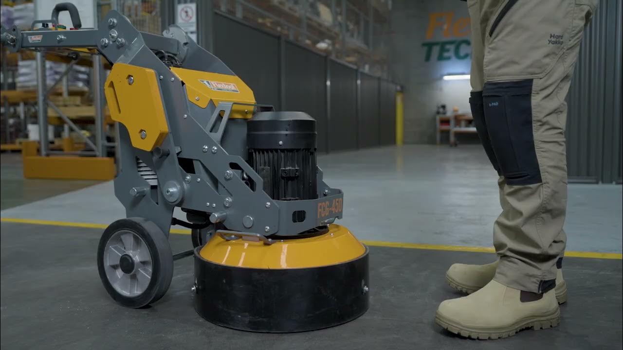 Diamond grinder FCG-450 in action on concrete floor DFW TX