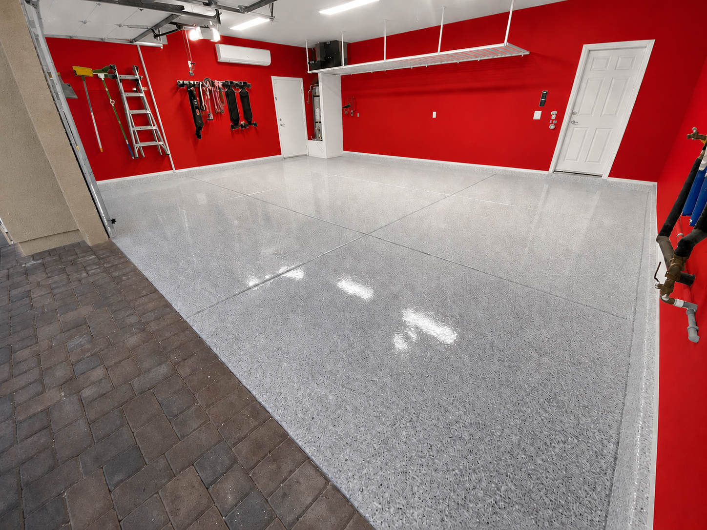 Epoxy garage floor installed in Dallas TX — full flake grey system by EPOXY Flooring by NovaRiver LLC